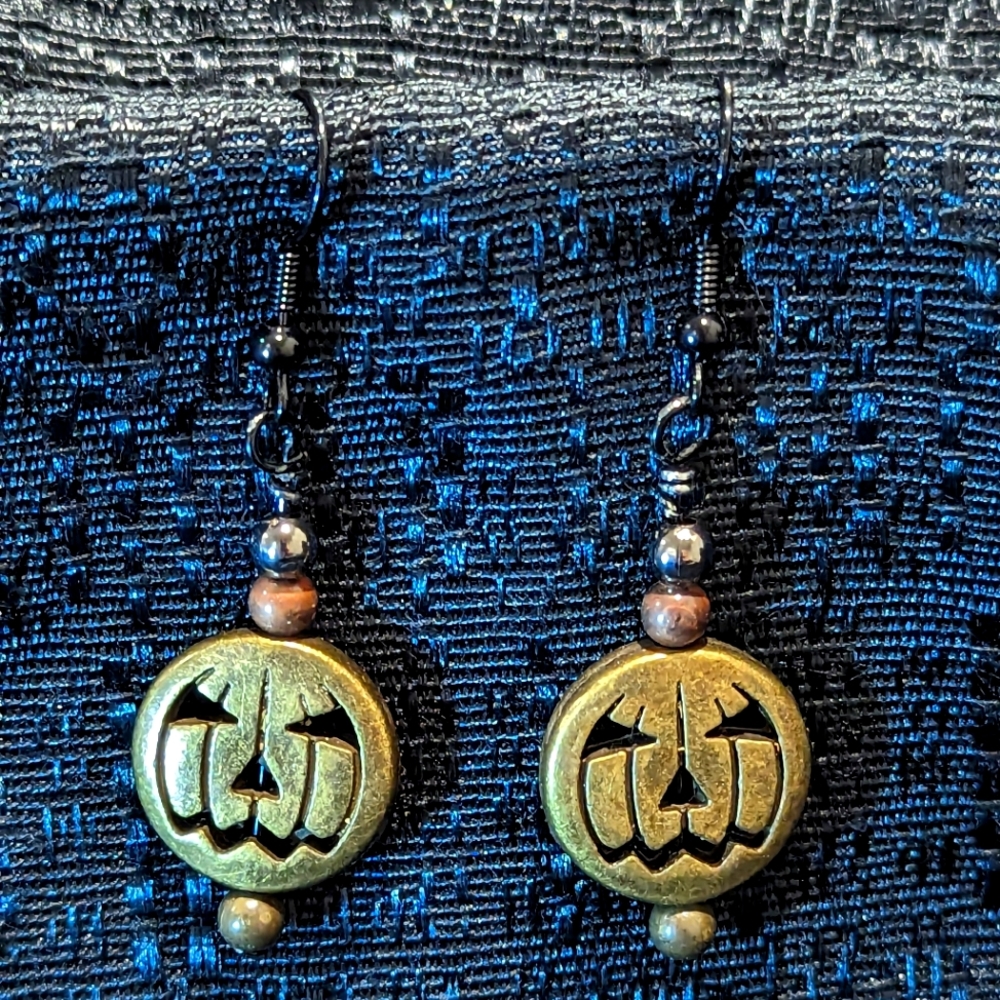 Halloween Silver/Bronze/Gold Pumpkin Dangle Earrings
